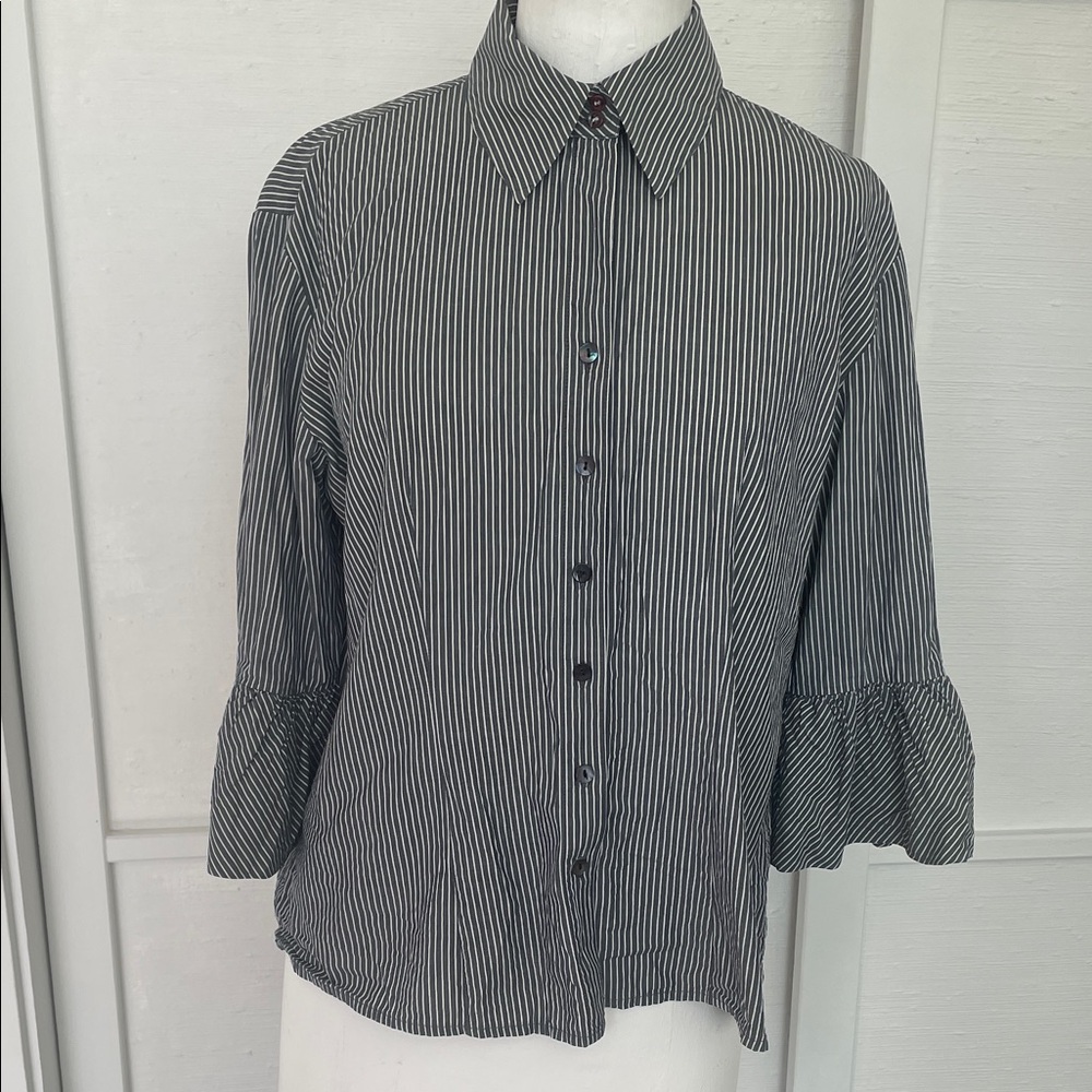 CHICOS Striped Black and White Women's Top